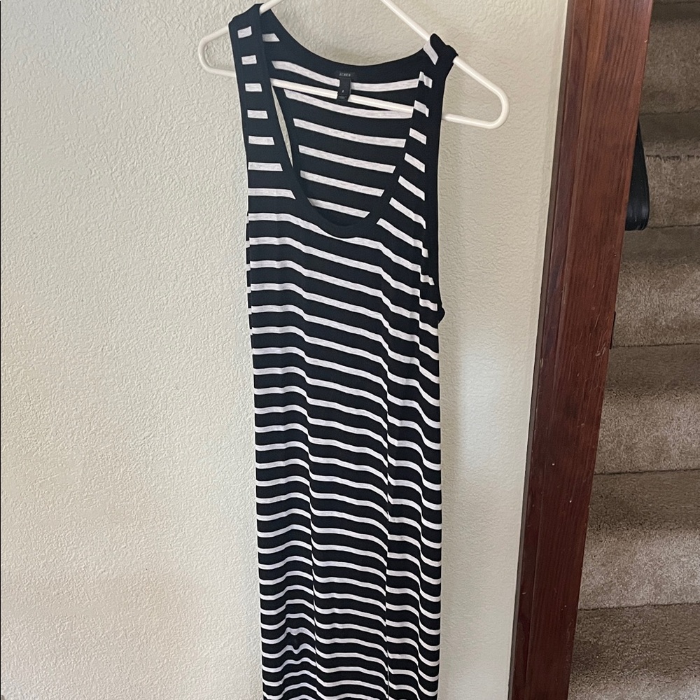 J. Crew Black and Grey Striped Maxi Dress